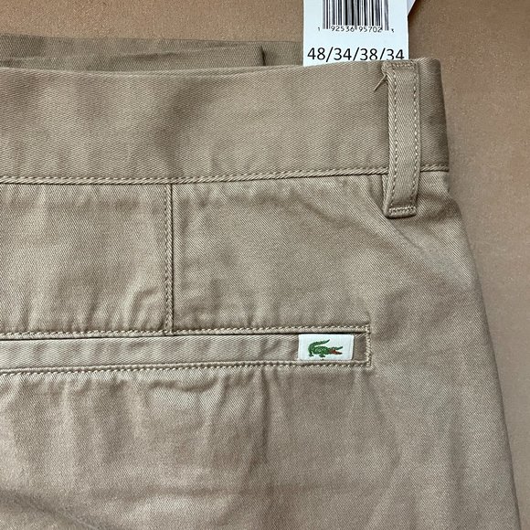 LACOSTE Mens Beige Flat Front Regular Fit Chino Pants 40W X 34L